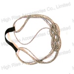 Beaded Chains And Bow Elastic Headband