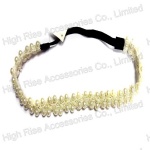 White Pearls Lace Base Elastic Headband