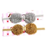 Glitter Crocheted Bow Elastic Headband For Kids