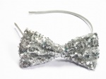 Silver Sequin Bow Alice Band