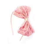 Pink Lace Bow Alice Band