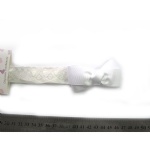 White Grosgrain Bow Lace Headband For Baby