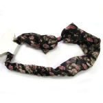 Floral Black Chiffon Bow Elastic Headband