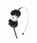 Black Beaded Bow With Clear Crytal Alice Band
