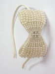 White Pearls Bow Alice Band