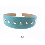 Golden Metal Studs Blue Leather Alice Band