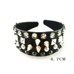 Crystal And Studs Wide Leather Alice Band