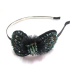 Beaded Bow With Mesh Flower Alice Band