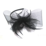 Mesh Bow With Feathers Fascinator Alice Band