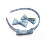 Light Blue Ribbon Bow Alice Band And Hair Clips Set