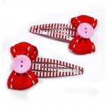 Button Bow On Printed Hair Clip