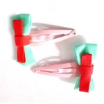 Two Color Tone Fabric Bow Hair Clip