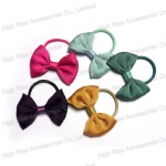 Colored Satin Fabric Bow Hair Elastic Hair Band Ponytail Holder
