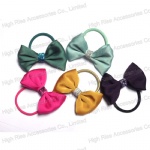 Colored Satin Fabric Bow Hair Elastic Hair Band Ponytail Holder