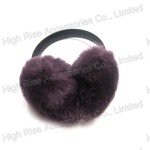 Black Leather Band Purple Earmuffs For Winter