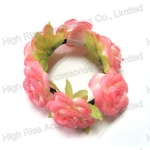Pink Rose Elastic Bracelet, Wrist Flower, Flower Hair Bun