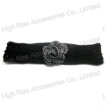 Black Crocheted Flower Elastic Headband