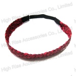 Red Leather Braided Elastic Headband