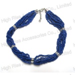 Multiple Beads Strands With Crystal Tie Necklace