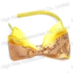 Golden Sequin and Yellow Ribbon Bow Alice Band
