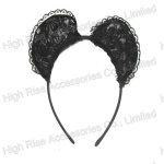 Thick Black  Lace Ear Alice Band