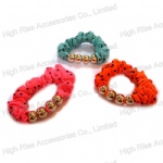 Beaded Polka Dots Scrunches Ponytail Holders
