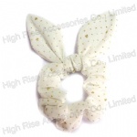 Golden Glitter Dots White Scruchie With Wired Bow